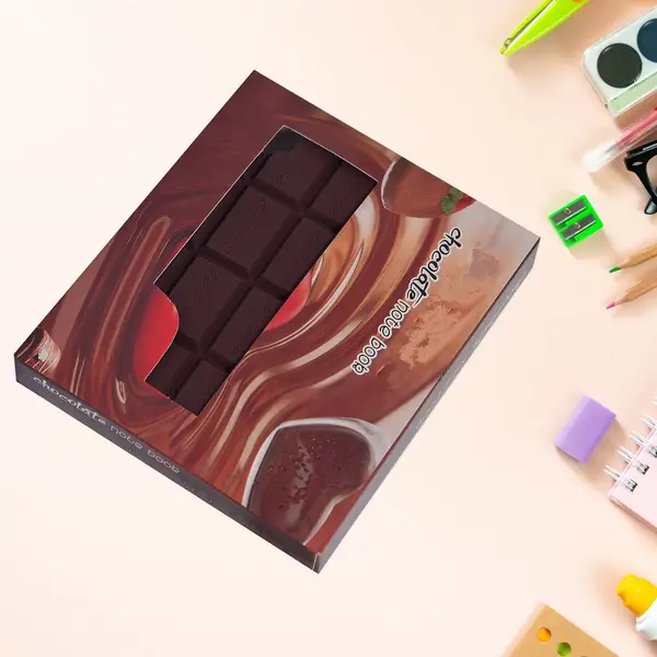 [4528_chocolate_shaped_note_book] Small Chocolate Scented Bite-Shape Pocket Diary – Rectangular Memo Notebook for Kids (80 Pages)