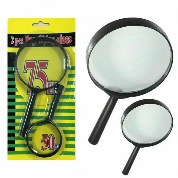 [9144_magnifying_glass_lens_2pc] Magnifying Glass Lens – Dual-Sided Glass Magnifier for Reading & Eye Protection (75mm & 50mm, 2 Pc Set)