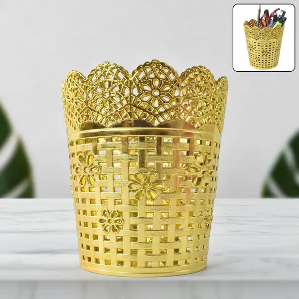 [18914_platic_desk_pen_holder] Pen holder Office Desk Metal Mesh Pen Stand (1 Pc)