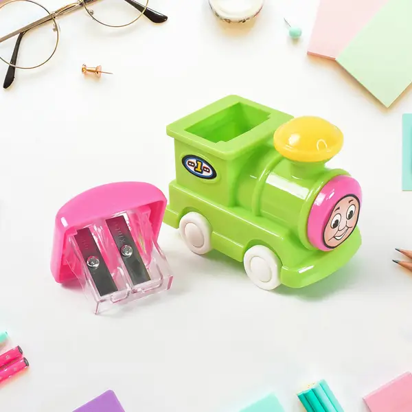 [18927_train_2_hole_pencil_sharpener_1pc] Train Double Hole Pencil Sharpener (1 Pc)