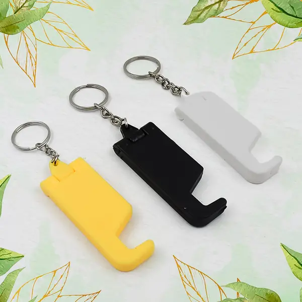 [18117_2in1_keychain_n_mobile_stand_100pc] 2 in 1 Plastic Keychain with Mobile Stand / Phone Holder (100 Pcs Set / Multicolor)