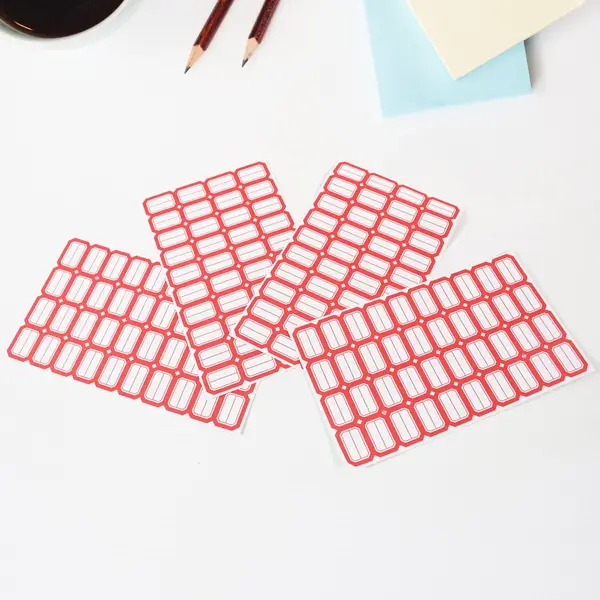 [19291_writable_label_sticker_50_sheets_no2] Multipurpose Blank Label Sticker Sheets Red Border Self-Adhesive Writable Stickers for Bottles (50 Sheet)