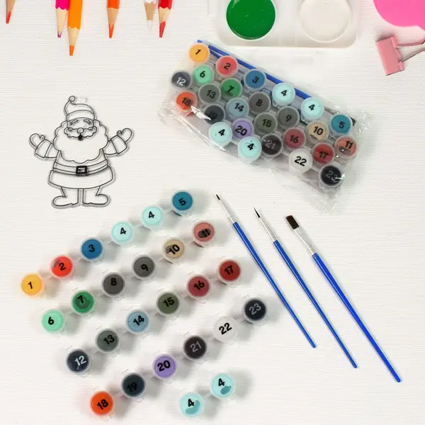 [4206_paint_by_number_kit_2_set_no1] Paint by Number Kits 2 Set 24 Number Color, 6 paint brushes (2 Set)