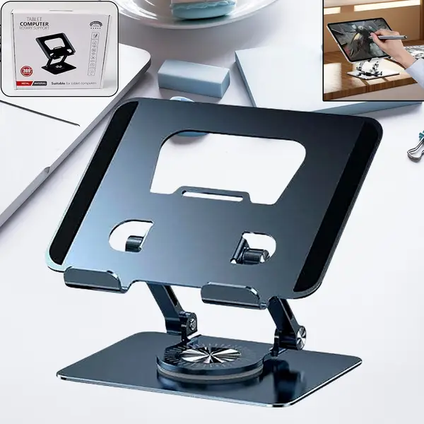 [12727_aluminum_laptop_stand_big] Aluminum Alloy 360°Rotating Bracket, Adjustable Laptop Stand, Portable Foldable Ergonomic Laptop Support
