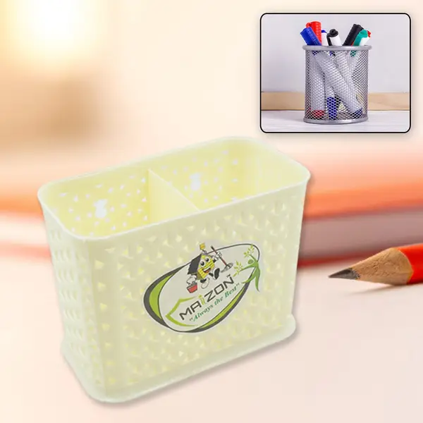 [7722_multipurpose_plastic_holder] multipurpose Holder for Desk, Plastic Pen Pots Desk Organizers Pots Holder Stationary Supplies for Office, Home, School Non-slip Silicone Bottom