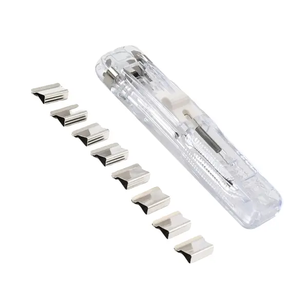 [18089_tran_paper_clamp_with_8_clip] Portable Paper Clamp With 8 Pcs Clip Dispenser Handheld Paper Fast Clam (1 Set)