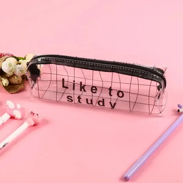 [18652_plastic_pencil_zip_pouch_1pc_no11] Transparent Pencil Pouch With Zipper (1 Pc)