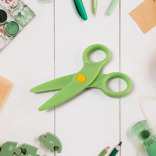 [15427_plastic_safety_scissor] Plastic Safety Scissor, Pre-school Training Scissors (1 Pc)