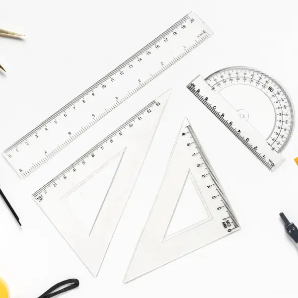 [8975_big_plastic_geometry_4pc_set] Plastic Geometry Set, Triangle Ruler Protractor Straight Ruler (4 Pcs Set)