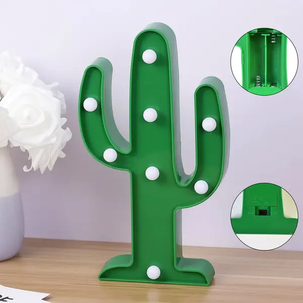 [6901_cactus_shape_led_lamp_1pc_no2] LED Cactus Light, LED Desk Lamp, LED Table Lamp (1 Pc / Battery not Included)