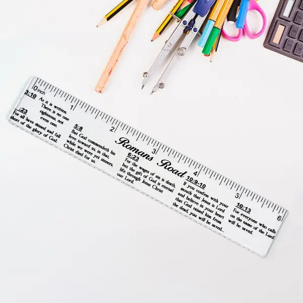 [19141_plastic_printed_ruler_6inch_no7] Romans Road Scripture Printed Plastic Ruler 6 Inch