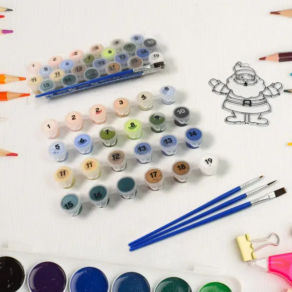 [4458_paint_by_number_kit_2_set_no2] Paint by Number Kits 2 Set 19 Number Color, 6 paint brushes (2 Set)