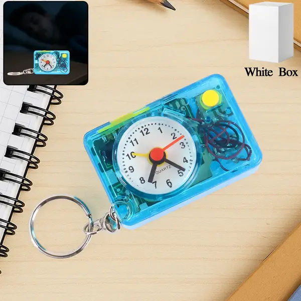[10384_mini_alarm_clock_keychain_1pc] Mini Alarm Clock Keychain – 1PC Portable Quartz Analog Clock Key Ring
