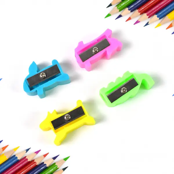 [18764_mix_des_pencil_sharpener_1pc_atp54] Plastic Small Cute Pencil Sharpener (1 Pc / Mix Design & Color)