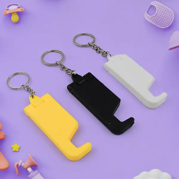 [18118_2in1_keychain_n_mobile_stand_1pc] 2 in 1 Plastic Keychain with Mobile Stand / Phone Holder (1 Pc / Multicolor)