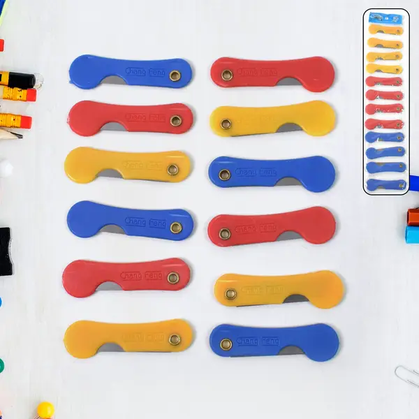 [15342_portable_mini_knife_12pc] Multicolour Mini Paper Cutter Knife Pencil Knife (Pack of 12)