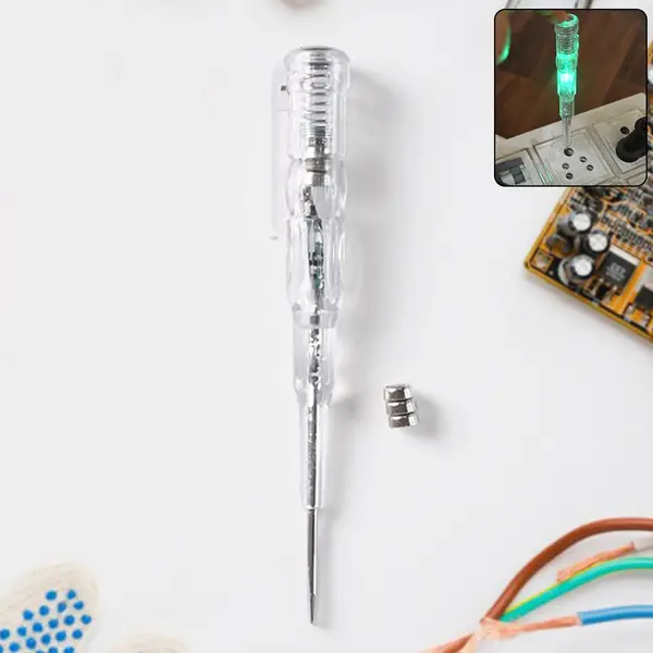 [15312_digital_voltage_tester_pen_1pc] Electrical Detector Slotted Screwdriver With Small Batteries (1 Pc)