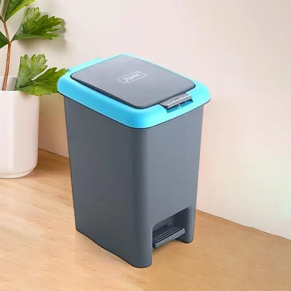 [1668_apex_push_n_pedal_dustbin_6_5ltr_pnp6_5] Apex Plastic Push N Pedal Dust Bin | Hands-Free Operation, Compact Design 6.5 Liters (1 Pc / Mix Color)