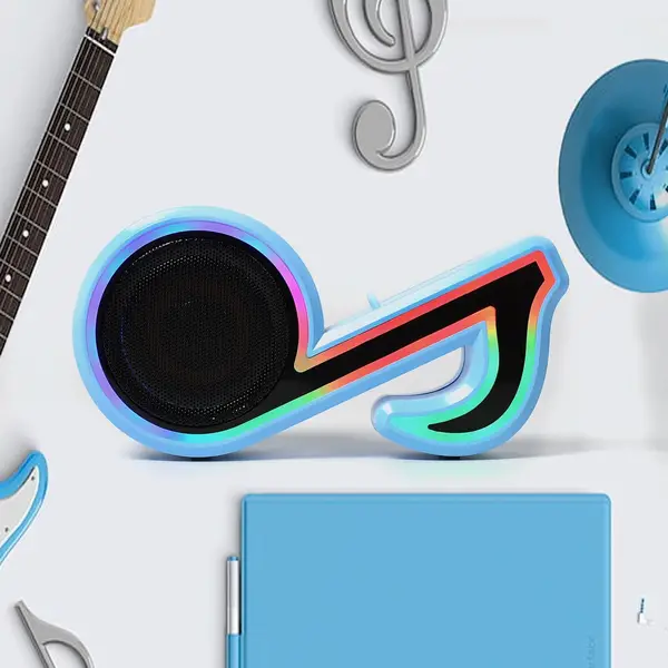 [6068_music_note_bt_speaker] Mini Portable Music Note Shape Speaker Subwoofer Colorful Musical Note LED Lighting Sound For Creatives Gift Computer Phone Sound Equipment Bluetooth speaker (Media Player)