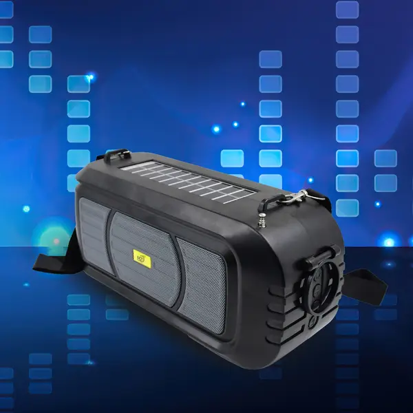 [13353_wireless_bluetooth_speaker_n_mic] Wireless Bluetooth Speaker 5W High Bass with Wireless Mic / Microphone, LED Torch, Solar Charging, Support USB & Adjustable Strap (1 Set)