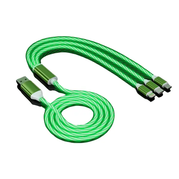 [13174_3in1_data_cable_with_light] 3 in 1 Charging Cable Light Up Fast Charger Multi Charging Cable (1 Pc)