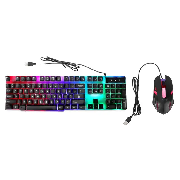 [13582_colorful_keyboard_n_mouse_set] 104 Key Colorful Lighting Keyboard Mouse Set (2 Pc Set)