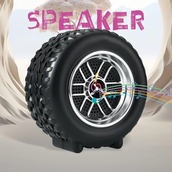 [7319_tyre_shape_bluetooth_speaker] Portable Tyre / Wheel Shape Wireless Bluetooth Speaker (1 Pc)