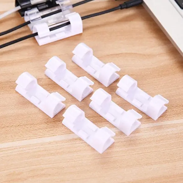 [9502_plastic_cable_clips_20pc] Plastic Cable Clips – Strong Adhesive Wire Organizer for Home, Office & Car (20 Pcs)