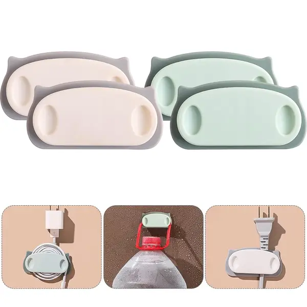 [13992_adhesive_cable_holder_clips_4pc] Pig Plug Wire Organizer Cable Holder Clips with Self-Adhesive Pad (4 Pcs Set)