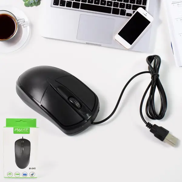 [13502_wired_optical_mouse_1pc_no5] Computer / Laptop Wired Optical Mouse, M- 045 (1 Pc)