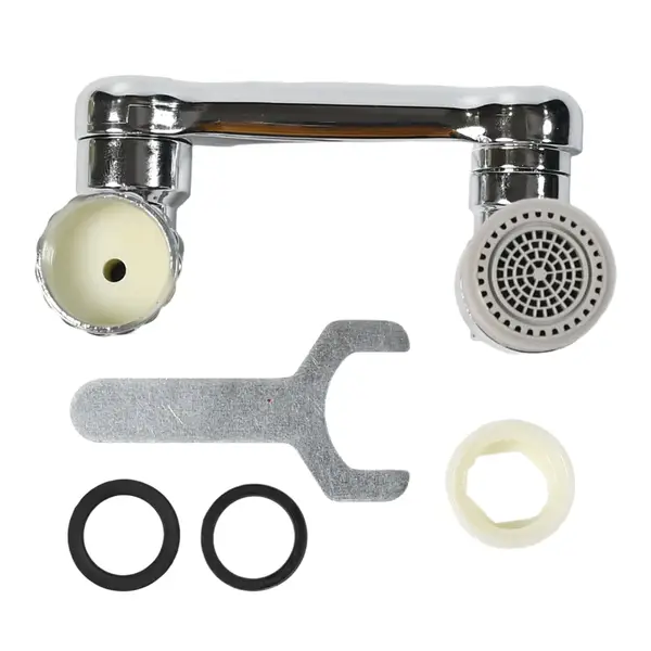 [1552_flexible_faucet_head] Splash Faucet Filter – 180° Rotating Sprayer, Double O-Ring, Movable Water-Saving Sink Aerator Extender (Loose)