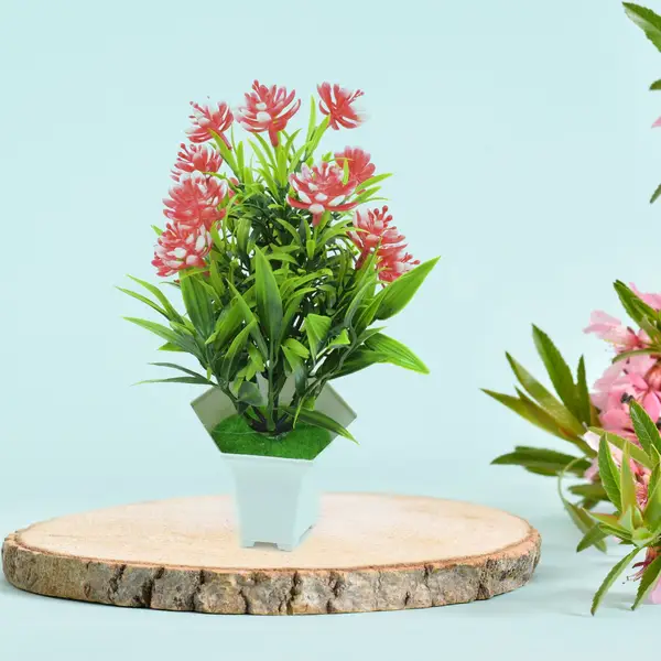 [8791_artificial_flower_pot_no3] Wild Artificial Flower Plant for Home & Office Decor (1 Pc, Cute Pot)