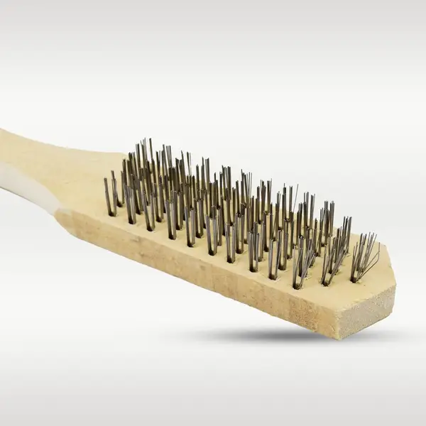 [8667_wooden_handle_wire_brush_1pc] Wooden Handle Steel Wire Brush (1 Pc)