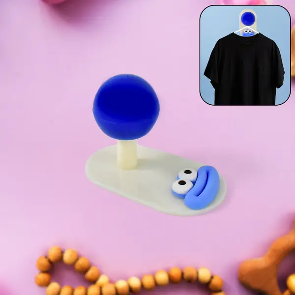 [18872_pla_adhesive_cartoon_ball_shape_hook] Cartoon Colorful Hooks Simple Ball Shape Hook Self-adhesive (1 Pc)
