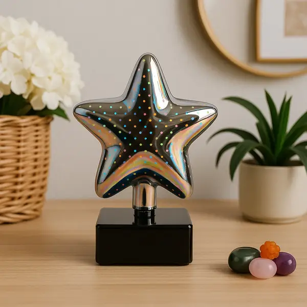 [14406_3d_star_decor_led_night_lamp_1pc] Star-Shaped 3D Illusion Decorative LED Night Lamp (1 Pc)