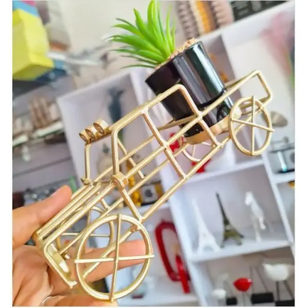 [PT-1715_Vase_for_1decor] Geometric Car Shaped Metal Flower Vase for Home Decor