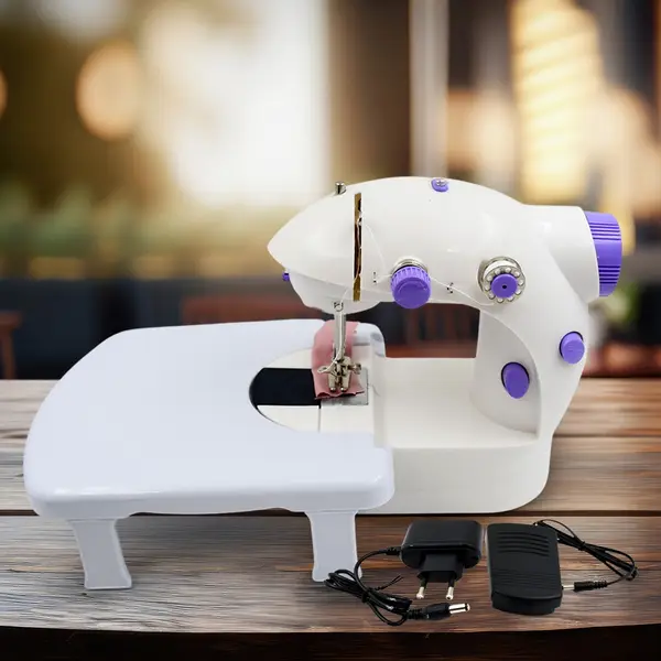 [12917_mini_tailoring_sewing_machine] Home Tailoring Sewing Machine With Extension Table Set, Foot Pedal, Adapter Mini Electric Silai Machine, Portable Stitching Machine/Tailoring Machine
