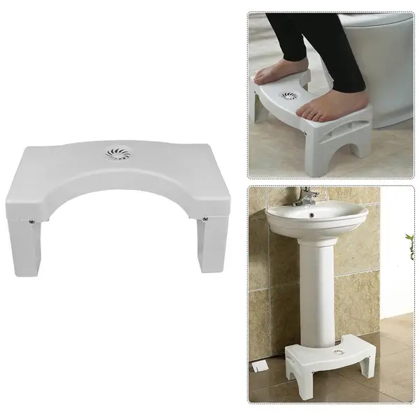 [6005a_toilet_folding_stool] Plastic Non-Slip Folding Toilet Squat Stool - White Color