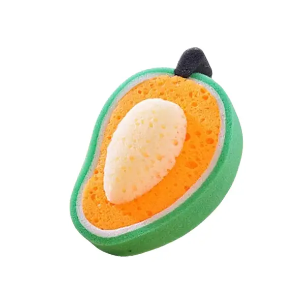 [7306_mango_shape_scrub_sponge] Multipurpose Mango Dish Sponge: Cleans Kitchen & Bath (Soft & Durable, 1 Pc)