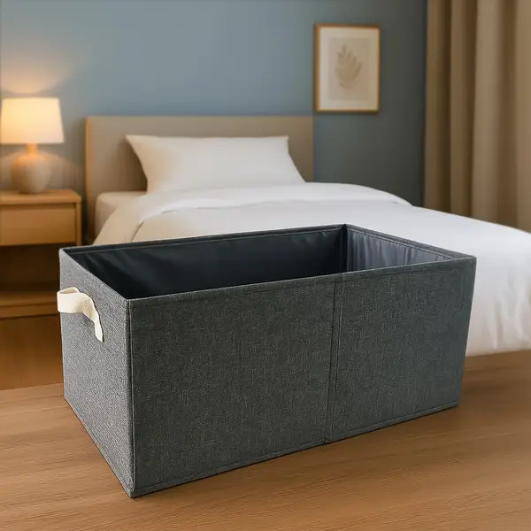 [13299_cloth_storage_baskets_47x28cm] FOLDABLE CLOTH STORAGE BOX WITH HANDLES (47×28 CM)
