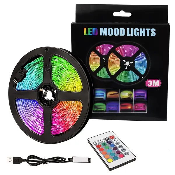 [13460_3m_led_strip_lights_n_remote] 3M RGB LED Strip Lights, LED Mood Lights (1 Set)