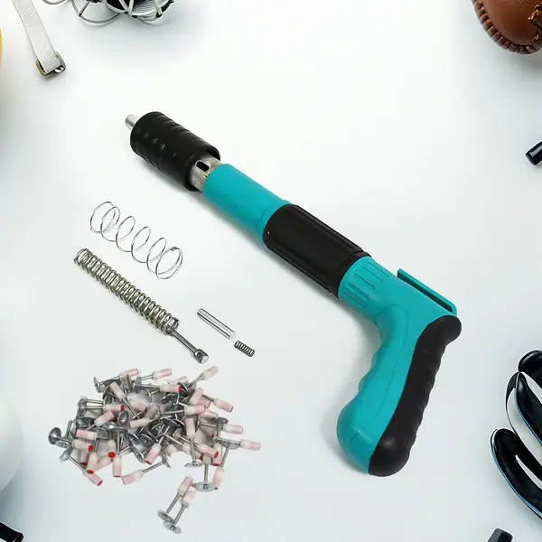 [15060_manual_wall_fastening_tool_nail_gun] Manual Steel Nails Gun, Nail Wall Fastening Tool with 10 Nails (1 Set)