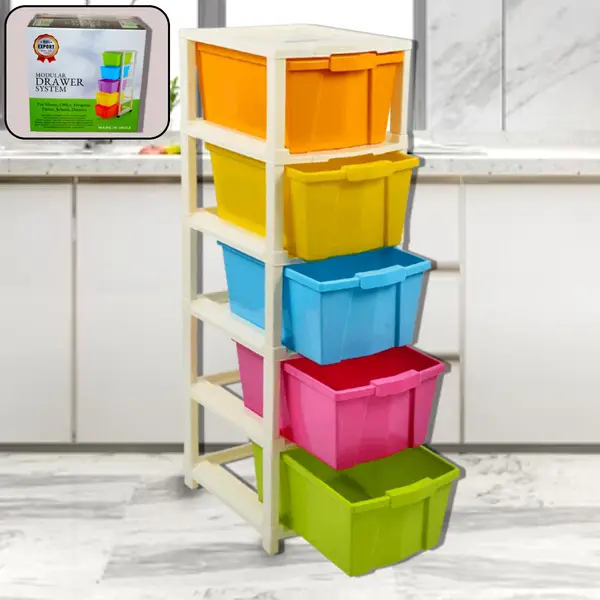 [0769_5layer_modular_drawer] Multipurpose Modular Drawer Organizer Storage Box - 5 Layers
