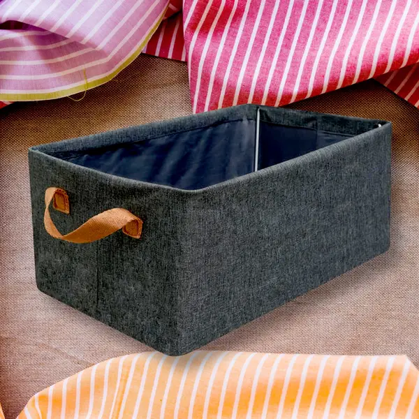 [12627_foldable_storage_box_45cm] FOLDABLE STORAGE BOX HANDLES, COTTON AND LINEN STORAGE BINS AND BASKETS ORGANIZER FOR NURSERY, CLOSET, BEDROOM, HOME (45 Cm)