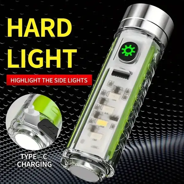 [9547_mini_cob_led_flashlight_1pc] Pattern Flashlight USB Flashlight Rechargeable LED Torch Light (1 Pc)