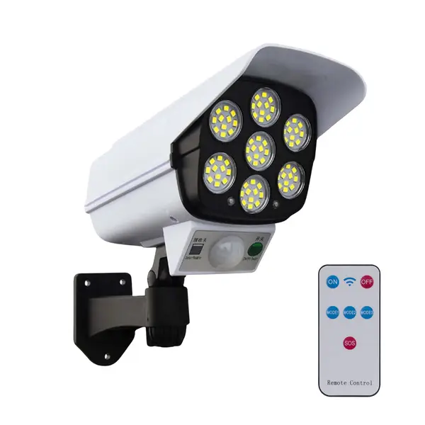 [15014_solar_sensor_light] Solar Light Outdoor Motion Sensor Security Camera Shaped Dummy Wall Lamp (1 Pc)