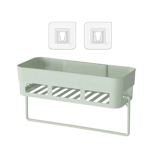 [1651l_2in1_corner_caddy_basket] Multipurpose Kitchen Bathroom Shelf Wall Holder Storage Rack Bathroom