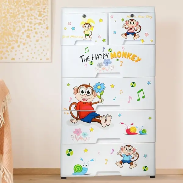 [18954_kids_plastic_6_drawers] Kid's Plastic Chest of 6 Drawers, Multi-Purpose Storage Organizer/Wardrobe for Kids