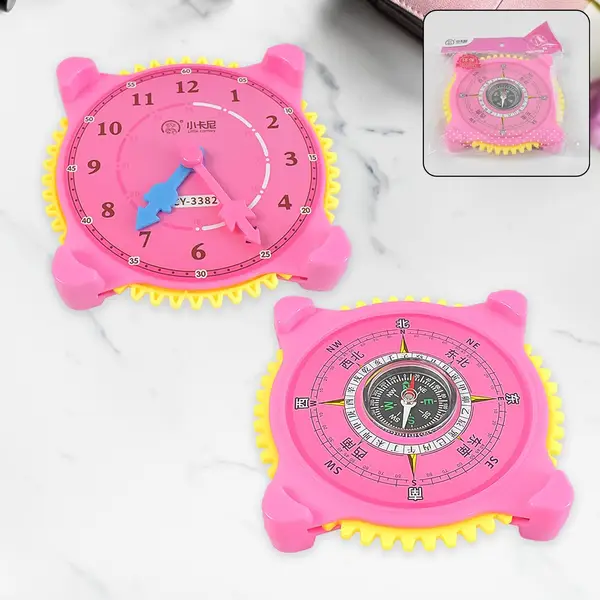 [18975_2in1_navigation_compass_n_clock] 2-in-1 Navigation / Direction North-South Compass with Clock (1 Pc)