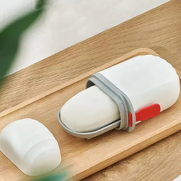 [17895_capsule_soap_case_n_box_1pc] Stylish Soap Holder for Travel & Bathroom Use ,Sabudani (1 Pc, Non-Leak Seal)